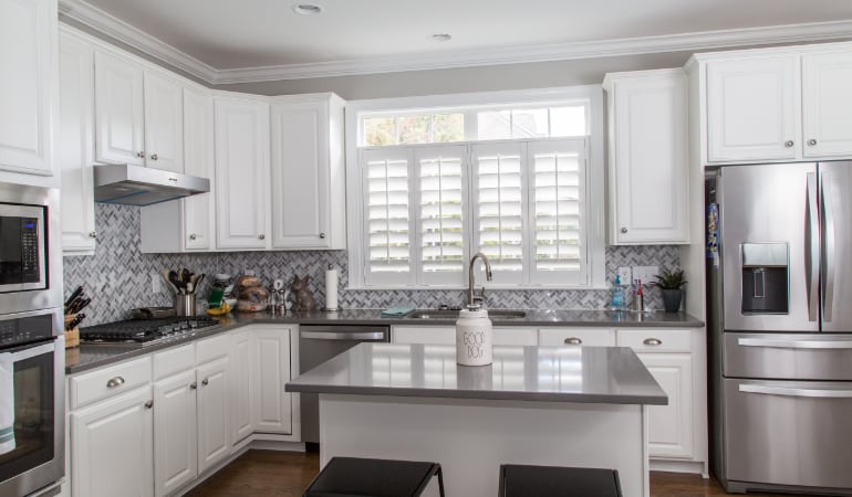 Polywood shutters in a Jacksonville gourmet kitchen.